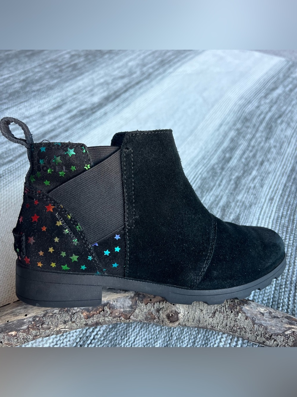 Sorel Emelie Chelsea Girls Black Suede Booties